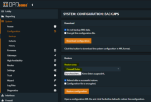OPNsense Konfiguration sichern und wiederherstellen