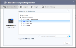 QNAP - Quellordner für den Sicherungsauftrag wählen