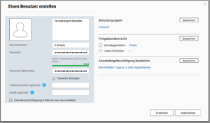QNAP - Erstellung eines neuen Benutzers - Übersicht