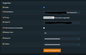OPNsense Automatisches Backup nach Google Drive