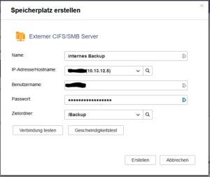 QNAP - Speicherplatz für den Synchronisierungsauftrag wählen