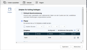 QNAP - Zeitplan für den Synchronisierungsauftrag wählen