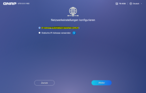 QNAP - Netzwerkeinstellungen - DHCP verwenden