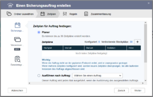 QNAP - Zeitplan für den Sicherungsauftrag wählen