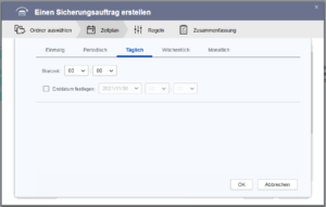 QNAP - Zeitplan für den Sicherungsauftrag wählen