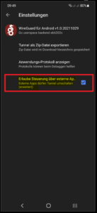 Steuerung durch externe Apps erlauben