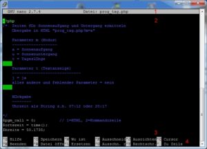 Raspberry Pi nano Editor Fensterübersicht