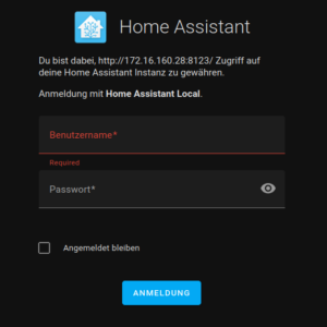 Home Assistant Anmeldung