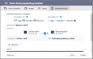 QNAP - Zusammenfassung des Sicherungsauftrags
