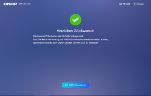 QNAP - Fertigstellung der Initialisierung
