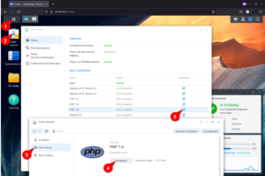 Ansicht Paketzentrum und Auswahl zur Installation von PHP 7.4