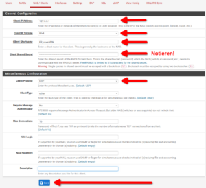 pfSense und FreeRADIUS: NAS/Client anlegen