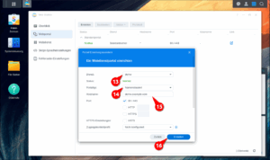 Webdienstportal einrichten mit Auswahl Webdienst, Typ namensbasiert und Hostname