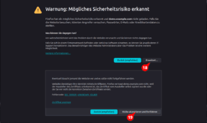 Sicherheitswarnmeldung bei Aufruf via https wegen Namensabweichung im Zertifikat