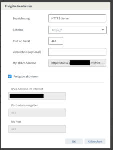 Fritzbox MyFritz Freigabeadresse
