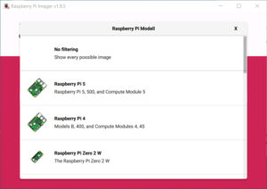 Raspberry Pi Imager Auswahl Hardwaremodell