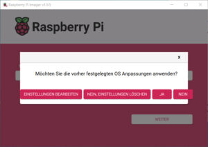 Raspberry Pi Imager Einstellungen bearbeiten