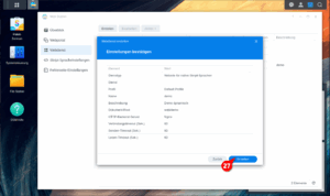 Übersicht Einstellungen Webdienst dynamisch bestätigen