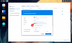 Webdienstportal einrichten mit Auswahl Webdienst dynamisch, Typ namensbasiert und Hostname