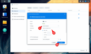 Webdienstportal einrichten mit Auswahl Webdienst dynamisch, Typ namensbasiert und Hostname