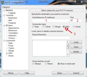 Raspberry Pi Putty Benutzeroberfläche Verbindungseinstellungen