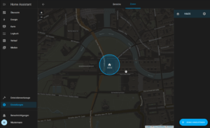 HAOS Web-Bedienoberfläche, Eigene Position auf der Karte per Zoom, Drag&Drop festlegen