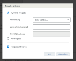Fritzbox Portfreigaben einrichten