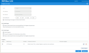 Fritzbox Portfreigaben angelegt