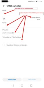 Android VPN Zugangsdaten