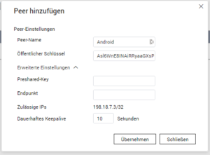 QNAP - Wireguard Server - Peereinstellungen vornehmen