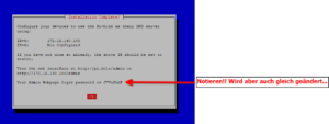 Pi-hole Installationsprozess Zusammenfassung und Passwort