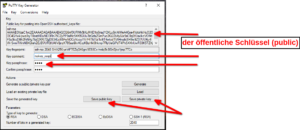 SSH-Zugang PuTTYGen Schlüsselpaar anlegen