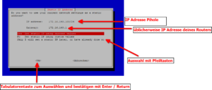 Pi-hole statische IP Adresse eintragen