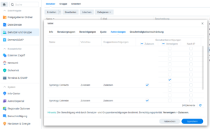 Synology Contacts Anwendung erlauben