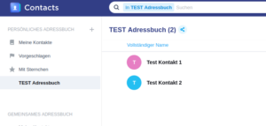 Synology Contacts Adressbuch freigegeben