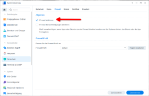 Synology NAS Firewall aktivieren
