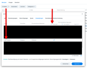 Synology Note Station Anwendung erlauben