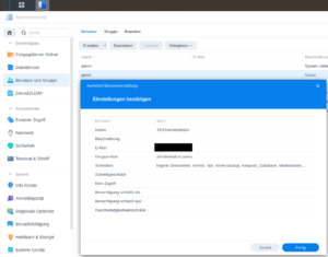 Synology Benutzer Zusammenfassung