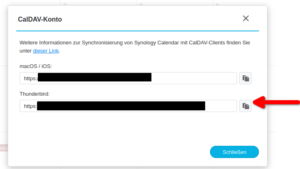 Synology Kalender CalDAV-Adresse