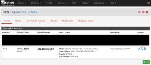 pfSense OpenVPN Server Übersicht