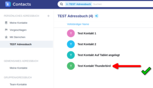 Synology Contacts Thunderbird Cardbook Kontrolle