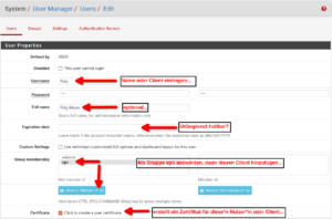 pfSense OpenVPN User anlegen