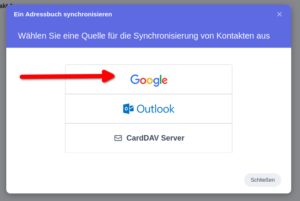 Synology Contacts Adressbuch Google Sync anlegen