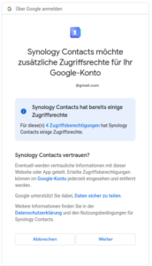 Synology Contacts Adressbuch Zugriff Google Synchronisation