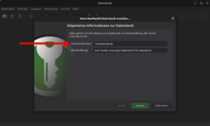 KeePassXC – Datenbank benennen