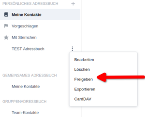 Synology Contacts Freigabe