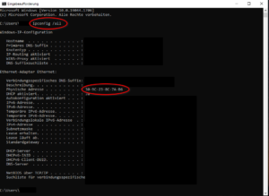 Fritzbox – MAC-Adresse für Windows finden
