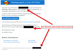 MyFRITZ!Konto Emailbestätigung