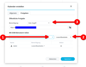 Synology Kalender Freigeben