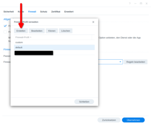 Synology NAS Firewall eigenes Profil erstellen